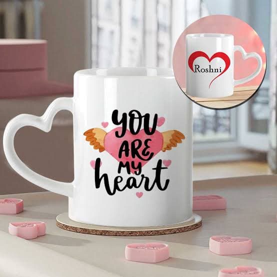 Heart handle white mug view 3