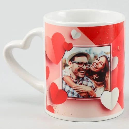 Heart handle white mug